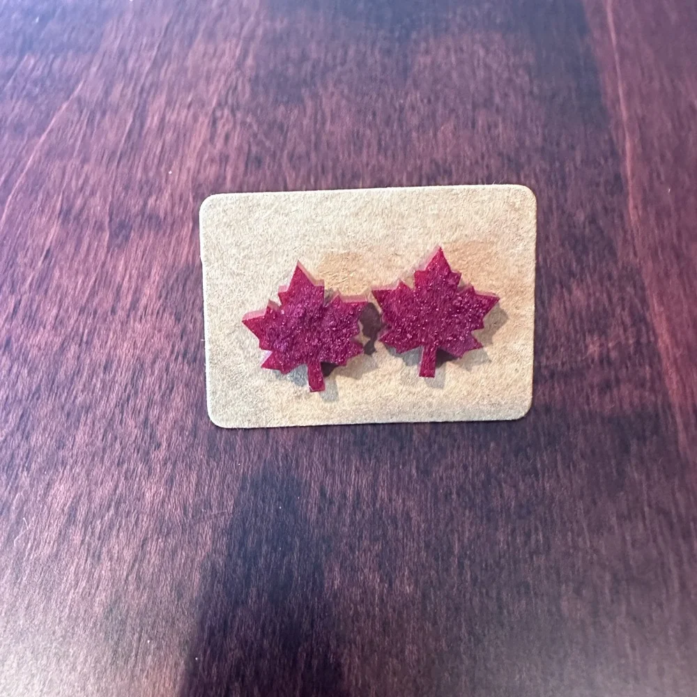 Red Maple Leaf Earrings